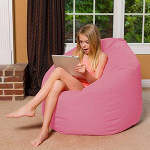 Posh Beanbags Big Comfy Bean Bag Posh Large Beanbag Chairs with Removable Cover for Kids, Teens and Adults Polyester Cloth Puff Sack Lounger Furniture for All Ages, 35in, Solid: Pink - Home Decor Lo