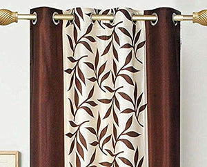 Home Weavers Polyester Printed and Long Crush Curtain for Door, 8feet, Coffee, Pack of 3 - Home Decor Lo