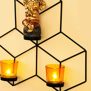 TIED RIBBONS Wall Hanging Tealight Candle Holder with Glass Votives and and Decoratives Figurine for Home Décor - Wall Sconce for Diwali Decoration Item - Home Decor Lo