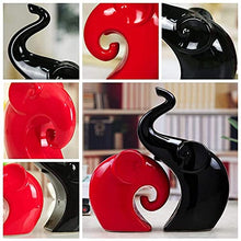 Load image into Gallery viewer, LADROX Lavish Home Décor Elephant Set | Glossy Ceramic Figurines - (Set of 2 Piece, Red Black)