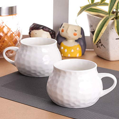 Clay Craft Basics - Ceramic Soup Maggie and Noodle Cup Hammered, 460ml, 2 Pieces - Home Decor Lo