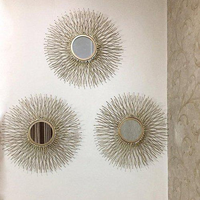 Flourish Concepts Set of 3 Decorative Mirrors (Golden) - Home Decor Lo