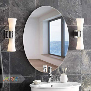 Quality Glass Decorative Frameless Oval Mirror | Mirror for Wall | Mirror for Bathrooms | Mirror for Home | Mirror Decor | Mirror Size : 18 inch x 24 inch.(QG-FL-006) - Home Decor Lo