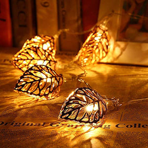 Ascension 16 Led 5 Meter Golden Metal Leaf Copper String Fairy Light for Home,Office, Diwali, Eid & Christmas Decoration Yellow - Home Decor Lo