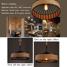 Load image into Gallery viewer, C&amp;K Ceiling Light, Retro Industrial Iron Vintage Loft Ceiling Lamp Chandelier Rustic Hemp Rope Iron Candlestick Pendant Light Round Hanging Iron Cage Hanging (Without Lamp) - Home Decor Lo