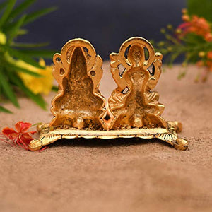 Metal Laxmi Lakshmi Ganesh Ganesha Idol murti with Diya for Diwali puja Pooja Gift Gifting Home Office Decoration,Golden