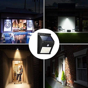 Groeien® Waterproof Bright Solar Wireless Security Motion Sensor 20 LED Night Light for Outdoor/Garden Wall (Black)(Pack of 2) - Home Decor Lo