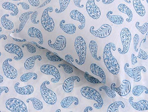 Linenwalas Double Bedsheet with Pillow Covers | 300 TC Premium Cotton Bed Sheet Easy Wash Soft Sateen Weave 90x100 inch - Blue Paisley डबल बेडशीट - Home Decor Lo