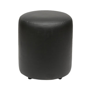 Britto Upholstered Round Faux Leatherette Pouffe: Black-Home Decor Lo