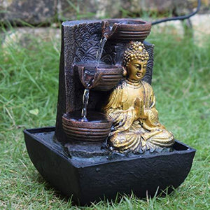 Puja N Pujari Polyresin Buddha Water Fountain (Multicolor) - Home Decor Lo