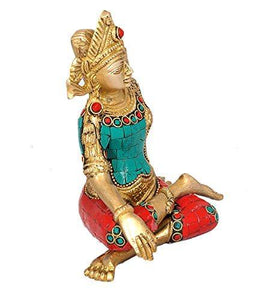 Aone India Sitting God Indra Dev Brass Statue Height-5.75" X Width 5.75" | Home Decor - Home Decor Lo