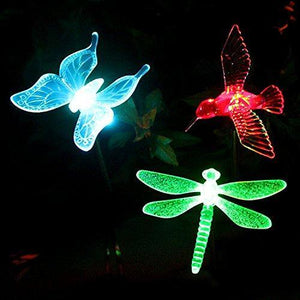 Quace Solar Garden Lights, Hummingbird, Butterfly & Dragonfly Solar Stake Lights, Solar Powered Pathway Lights, Multi-Color Changing Led Lights - Home Decor Lo