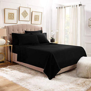 YRM Bedding's 500TC Egyptian Cotton Extra Soft Material Bedsheets Single Bed Flat Sheet with Pillow Covers, (17x27 | Black) - Home Decor Lo