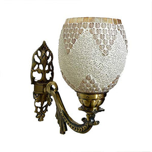 Shivam Lites Shivam Wall Lamp/Light with Hand Decorated Mosaic Glass Shade & Metal Fitting, Goldencolor - Home Decor Lo