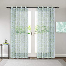Load image into Gallery viewer, Deco Window 2 Piece Floral Sheer Eyelet Polyester Window Curtain - 9ft (108 inch), Green - Home Decor Lo