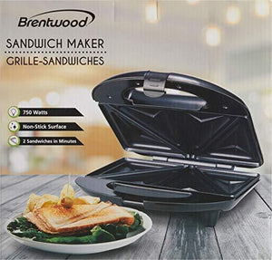 Brentwood TS-240B Black and Stainless Steel Sandwich Maker - Home Decor Lo