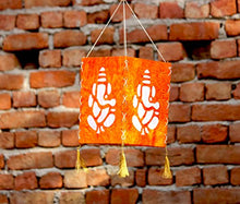 Load image into Gallery viewer, Brahmz Paper Handmade Hanging Paper Handcrafted Colored Lamp Shade Decoration for Home Garden Parties (Orange Ganesh) - Home Decor Lo