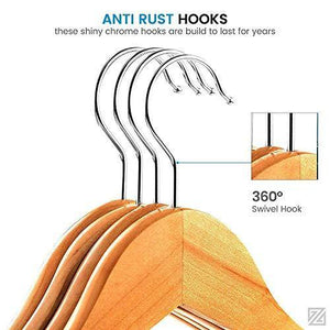 MM RETAILS 360 Degree Solid Wood Garment Hangers with Non Slip Bar and Precisely Cut Notches (Beige) (20) - Home Decor Lo