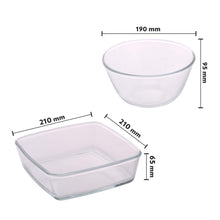 Load image into Gallery viewer, Borosil IH77GS02702 Mixing Bowl and Square Dish with Lid Set, 2-Pieces - Home Decor Lo