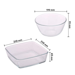 Borosil IH77GS02702 Mixing Bowl and Square Dish with Lid Set, 2-Pieces - Home Decor Lo