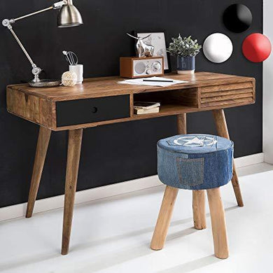 G Fine Furniture Wooden Writing Study Desk for Room Table for Adults | Study Table for Home and Office | Sheesham Wood, Brown & Black - Home Decor Lo