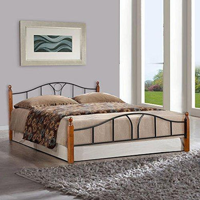 FurnitureKraft Toronto Queen Size Metal Bed (Glossy Finish, Multicolour) - Home Decor Lo