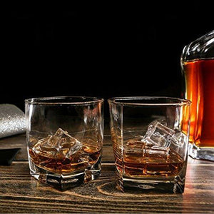 Taylor'd Milestones Scotch Glasses, 10.5 oz Premium Whiskey Glass Set Includes 2 Square Base Rocks Tumblers, Excellent for Bourbon & Old Fashioned Cocktails. Perfect for Gift Giving and Home Barware. - Home Decor Lo