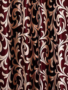 Home Sizzler 2 Piece Eyelet Polyester Window Curtain - 5ft, Maroon - Home Decor Lo