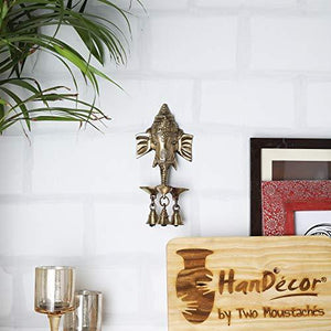 Two Moustaches Brass Ganesha Wall Hanging Deepak with Bells | Home Decor Diya | - Home Decor Lo