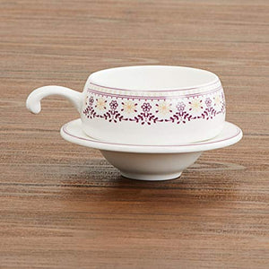Home Centre Mandarin Printed Bone China Cups and Saucers - Set of 12 Pcs - Purple - Home Decor Lo