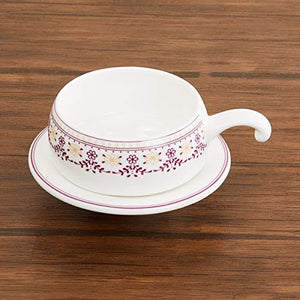 Home Centre Mandarin Printed Bone China Cups and Saucers - Set of 12 Pcs - Purple - Home Decor Lo