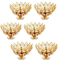 Load image into Gallery viewer, Brass Gallery Brass Small Bowl Crystal Diya Round Shape Kamal Deep Akhand Jyoti Oil Lamp for Home Temple Puja Decor Gifts (Size Small Pack of 6) - Home Decor Lo