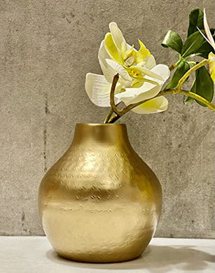 Urban Born Cast Iron Metal Flower vase for Home Decor and Living Room Vintage Antique Decor (Gold, 15 x 15 x 15 cm)