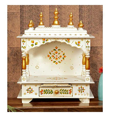 Kamdhenu art and craft Wood Home Temple (18 x 12 x 24 inch, White) - Home Decor Lo