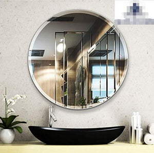 Quality Glass Frameless Round Mirror for Wall Bathrooms Home (24 x 24 inch, Silver) - Home Decor Lo