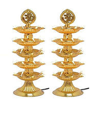 Load image into Gallery viewer, Enamic UK Premium 5 Layer Electric Gold LED Bulb Lights Diya|Deep|Deepak for Pooja|Puja|Mandir| Diwali Festival Decoration||Pack of 2|| Make in India || H-032 - Home Decor Lo