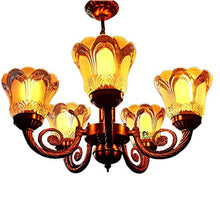 Load image into Gallery viewer, Weldecor® Antique 5 Lamp Designer Chandelier Ceiling Light Made of Alloy | Designer Jhoomer for Living Room (Brass) - Home Decor Lo