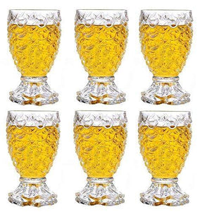 S.K.Sales Crystal Clear Pineapple Shaped Juice Glasses Set of 6, 220 ml Each - Home Decor Lo