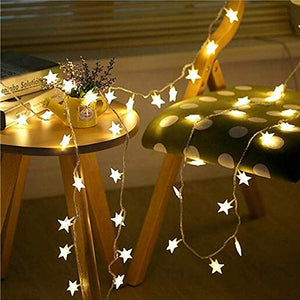 fizzytech 20 LED Star String Lights for Indoor Outdoor Home Party Decoration (Warm White, 3 m) - Home Decor Lo