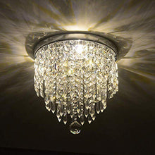 Load image into Gallery viewer, Discount4product Crystal Glass Chandelier for Living Room Ceiling Light 30cm Width (1 Led Light 2 watt) (Warm White) (Warm White, 9 Inch Width) - Home Decor Lo