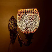Load image into Gallery viewer, Shivam Lites Wall Lamp/Light with Hand Decorated Mosaic Glass Shade &amp; Metal Fitting, Multicolor - Home Decor Lo