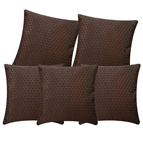 S N TRADERS Abstract Silk Cushion Cover (Brown, Coffee 16x16 Inch, 40x40 cms) - Set of 5 - Home Decor Lo