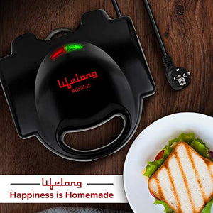 Lifelong LLSM115G 750-Watt 4-Slice Grill Sandwich Maker (Black) - Home Decor Lo