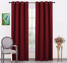 Load image into Gallery viewer, LE HAVRE Premium Silk Blackout Curtain Pack of 2 Piece with 3 Layers Weaving Technology &amp; Solid Grommet Pattern/Thermal Insulated Draperies Energy Saving (Width - 48inch X 72inch -Length) Maroon - Home Decor Lo