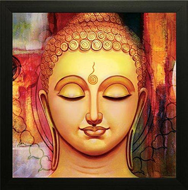 SAF Buddha Vastu Religious UV Coated Home Decorative Gift Item Framed Painting 14 inch X 14 inch - Home Decor Lo