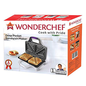 Wonderchef - 63152645 Deep Pocket 830 Watts Sandwich Maker (White/Purple) - Home Decor Lo