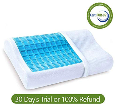 Cloth Fusion Alexia Cervical Orthopedic Contour Memory Foam Pillow with Cooling Gel Pad and Removable Bamboo Fabric Pillow Cover - Home Decor Lo