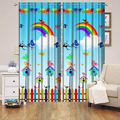 Riftree Polyester Favourite Character Digital Rainbow Print Window Curtains for Kids and Living Room (4 x 5 feet) - Pack of 2 Pieces - Home Decor Lo