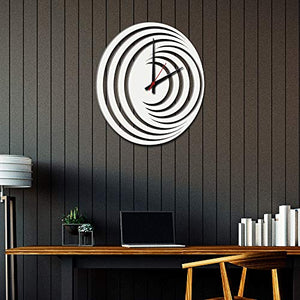 WallMantra Abstract Hurricane Logo in White Color Wooden Wall Clock - Home Decor Lo