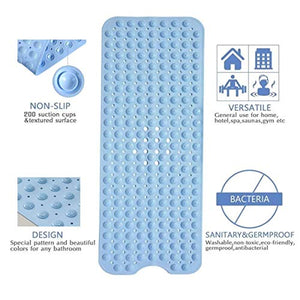 WHOLE MART® Rubber Bath Mat for Bathtub and Shower, Anti Slip, Anti Bacterial, Mold Resistant, 16 x 40 inches (Large Size) - Home Decor Lo
